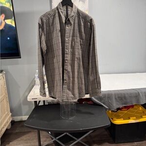 Men's Casual Button Down Shirt - Black and White Plaid